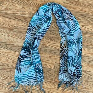 Elegant Zebra Print Women's Scarf Teal, Black and White